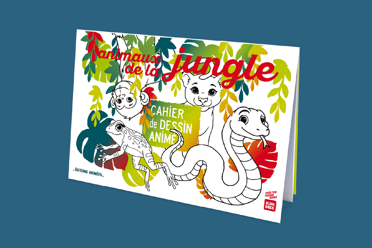 Couverture du cahier de coloriage animaux de la jungle BlinkBook